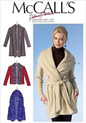 7057 MCCALLS PALMER PLETSCH VEST, JACKET, HOOD, COLLAR, BELT KNIT PATTERN XS-MD; LG-XXL CHOICE UNCUT